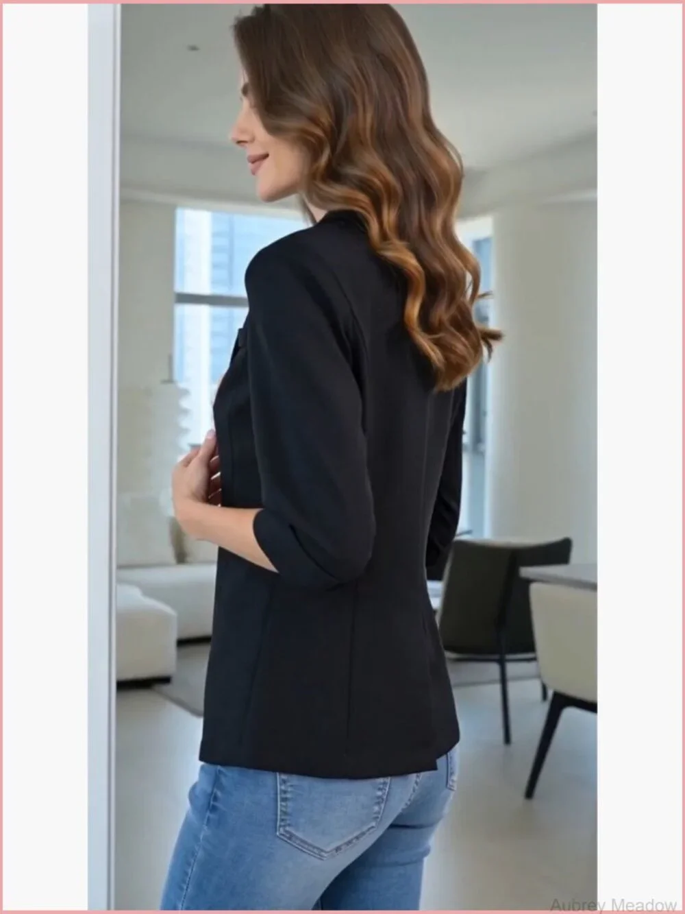 3/4 Sleeve Blazer Business Casual Lightweight Suit Jacket